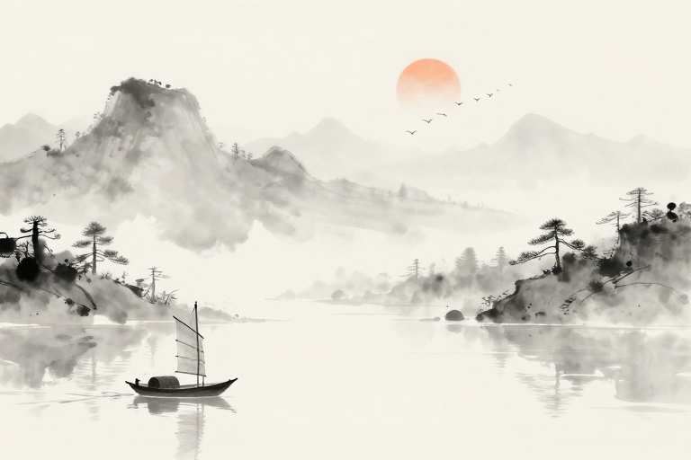 水墨山水意境：淡雅静谧的东方画卷