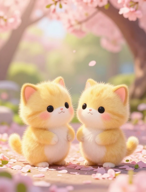 春日花海中的萌态十足黄色小猫