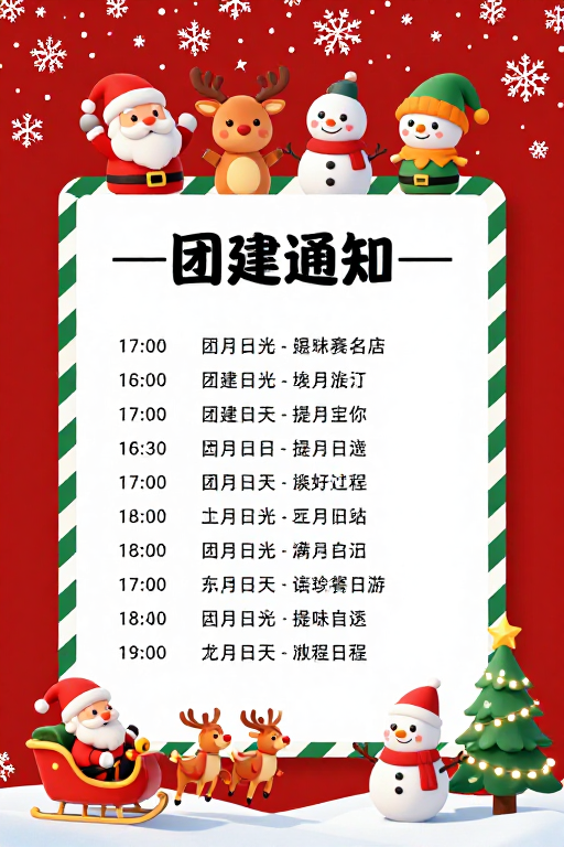 圣诞风团建通知海报设计