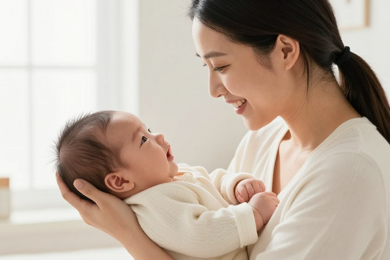 温馨母子凝视瞬间：高清暖光母婴摄影