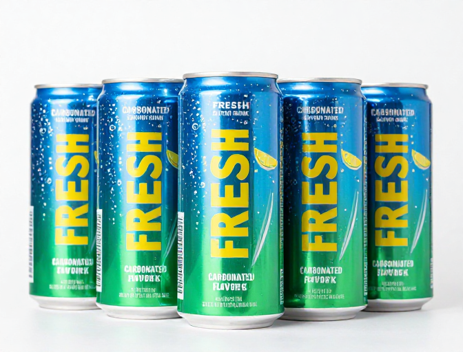 清新柠檬碳酸饮料铝罐高清产品展示图