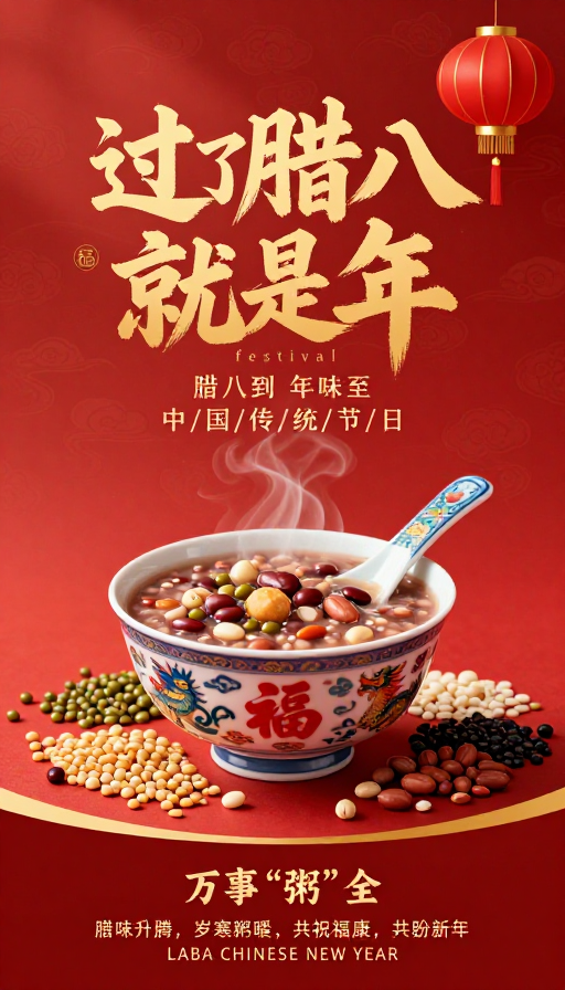 腊八至年味浓:中国新年传统庆典海报