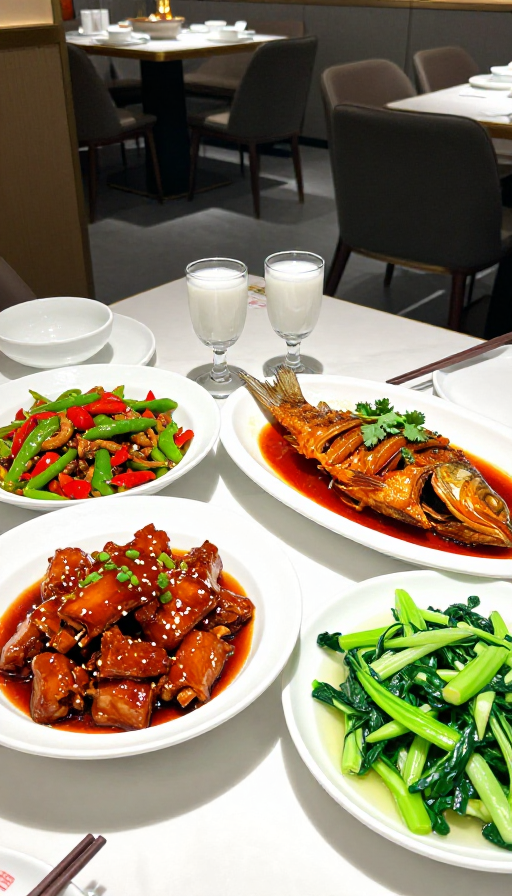温馨中式餐桌:传统佳肴与白酒的烟火氛围
