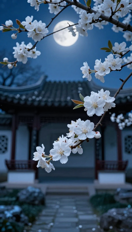 月夜海棠：中国古典园林的静谧之美