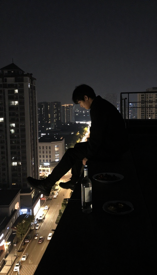 深夜楼顶:孤独的颓废与未竟的抉择