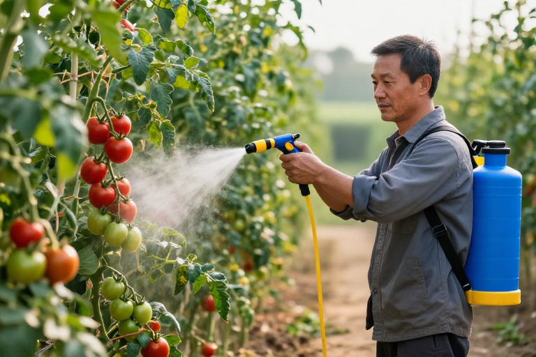 专业农民精管番茄:高清农业技术指导实拍