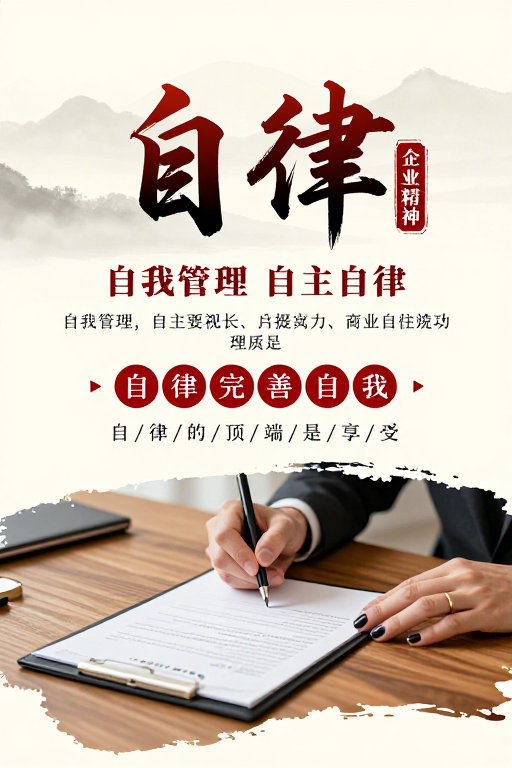 墨韵书风:现代企业自律精神海报