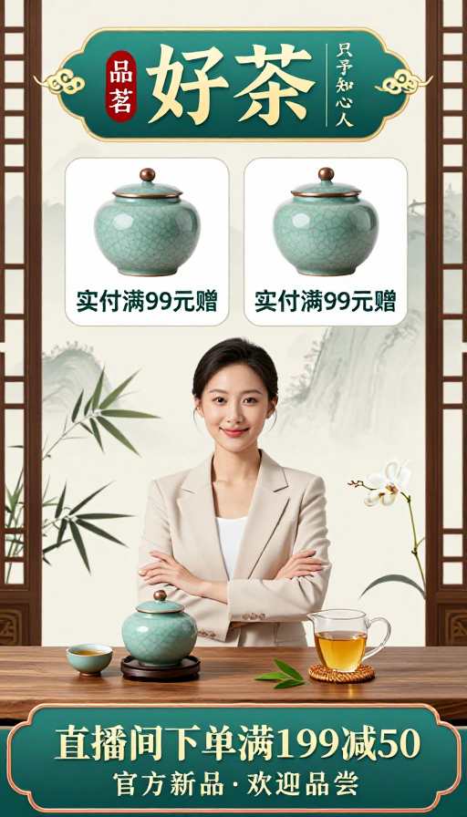 青韵茶香:东方美学中国风茶海报