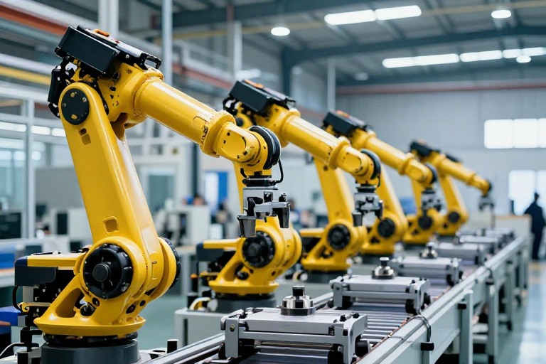 智能工厂机械臂精准作业实拍