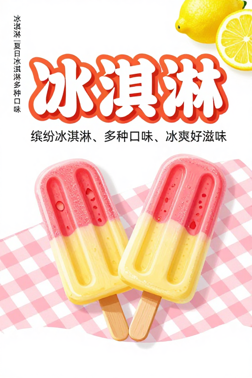 夏日缤纷冰淇淋：清新手绘海报设计