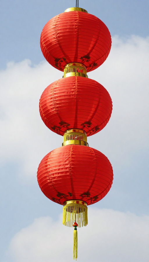红景灯笼悬空:中式节庆氛围摄影