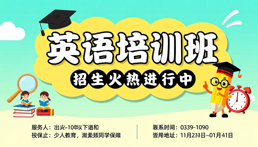 童趣英语班招生:卡通插画风宣传图