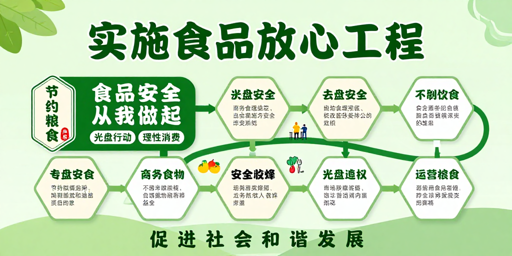绿色主题食品安全宣传海报:实施放心工程