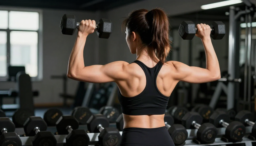 亚洲女性健身侧逆光商业广告