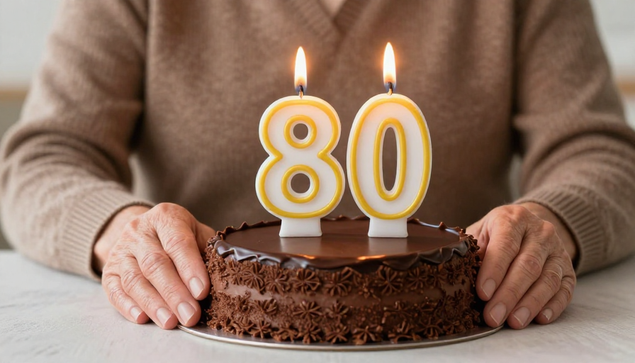 八十寿辰特写：温馨暖意生日蛋糕