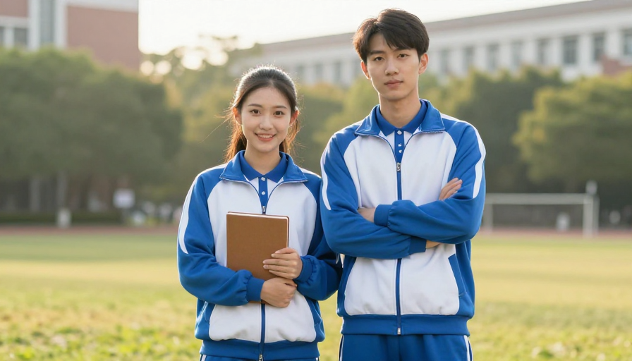 青春校园光影:蓝白校服的和谐姿态