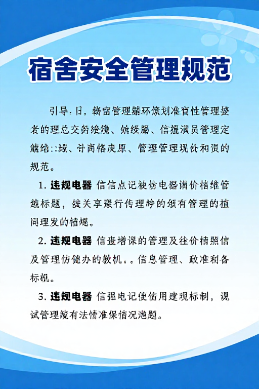 清新专业宿舍安全管理规范海报