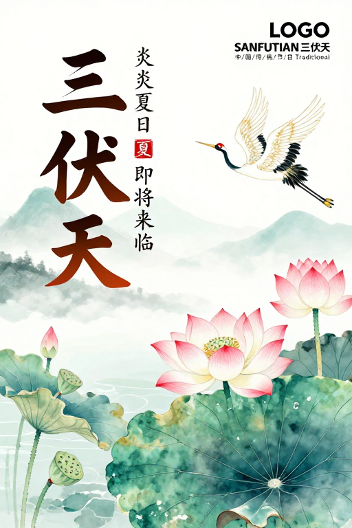 水墨清雅·三伏天国风海报艺术呈现