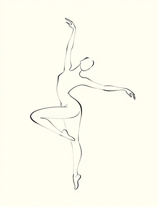 极简线条舞者:白描与现代艺术的融合