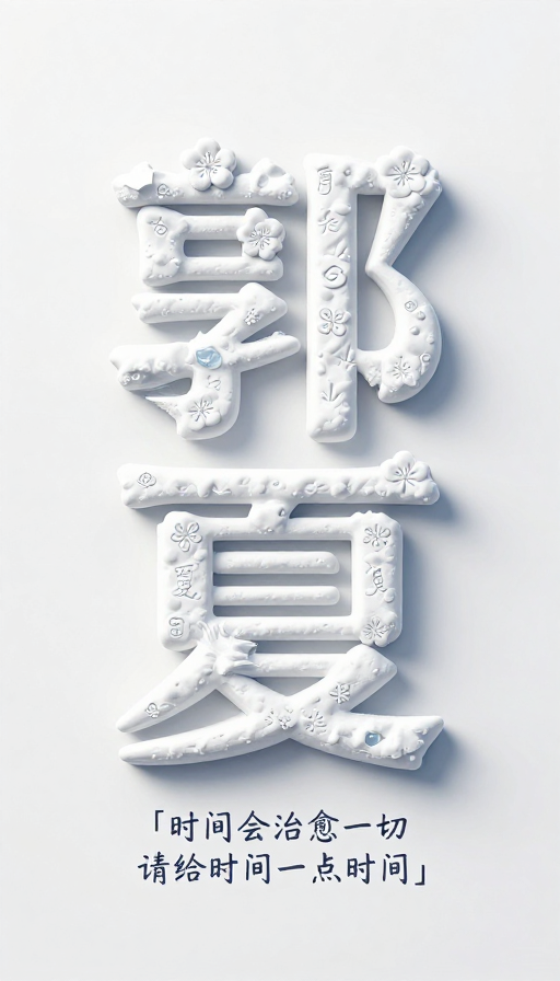 立体汉字郭夏·冰雪梅花艺术字体设计