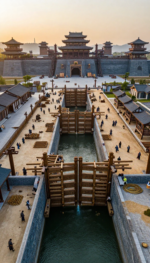 秦代水闸建造:蒸汽朋克下的古代水利奇观
