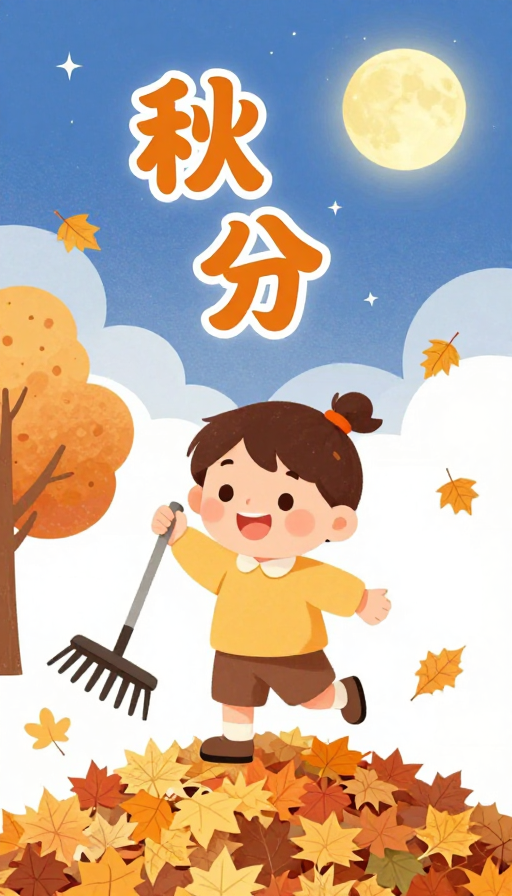 秋分月明笑满盈,叶舞欢腾乐无穷