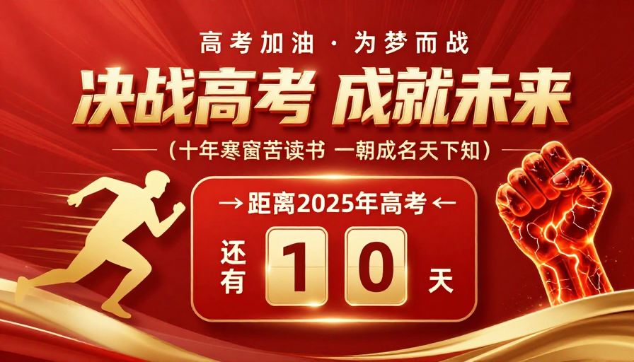 红金高考励志海报：燃动青春成就未来