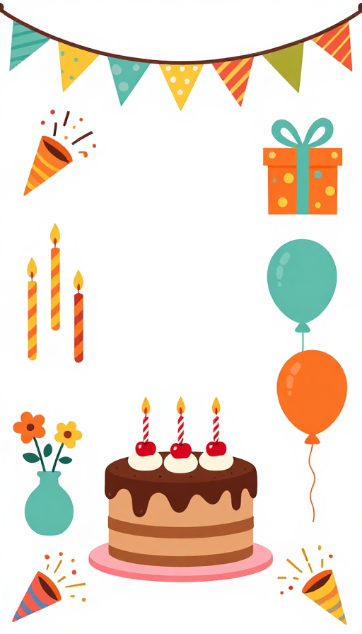 缤纷扁平生日派对背景插图