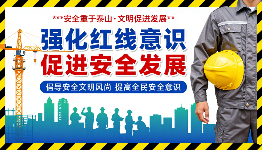 安全生产强化红线意识 高对比视觉冲击海报设计