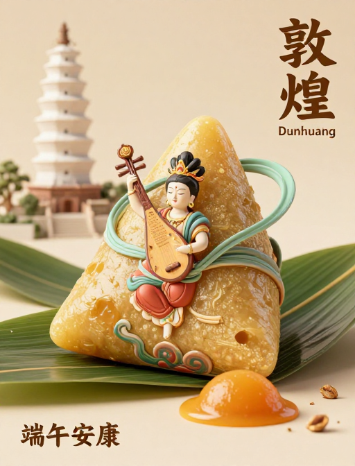 敦煌飞天流沙粽 3D立体端午限定艺术渲染