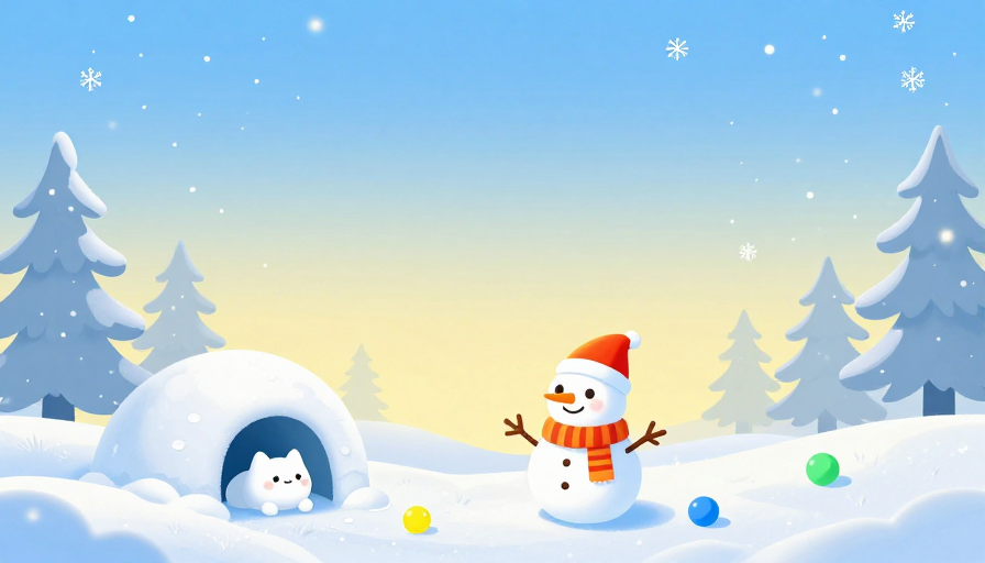 温馨冬日插画:卡通雪人雪景背景图