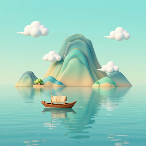 唐代山水闲适:3D卡通中远景插画设计