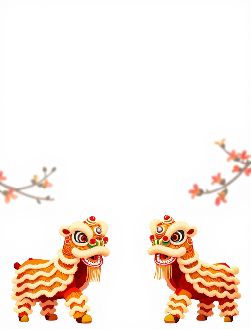 国潮舞狮与佛山木棉:极简渐变城市宣传图