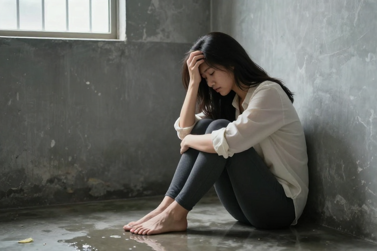 疲惫中的微光:冷色调人像摄影