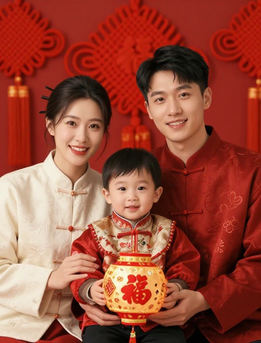 温馨中式全家福:春节团圆的幸福时刻