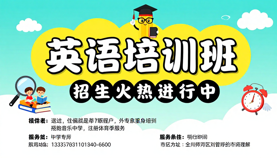 童趣英语培训招生海报,活力开启学习之旅