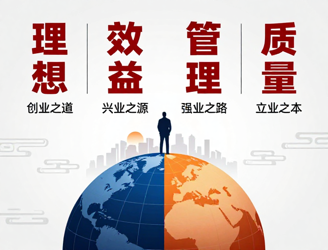 中式现代企业文化海报：全球视野与本土实践融合