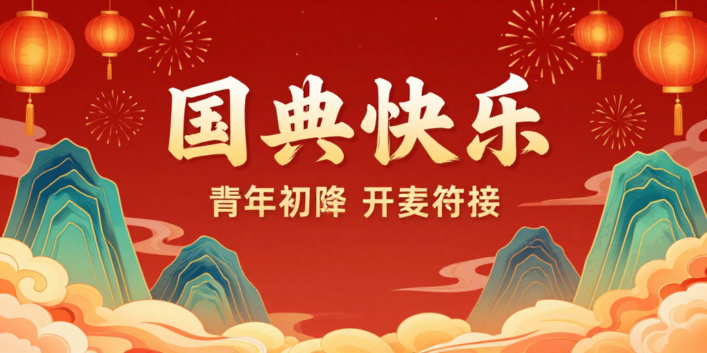 国潮新春插画:红绿金祥庆佳节