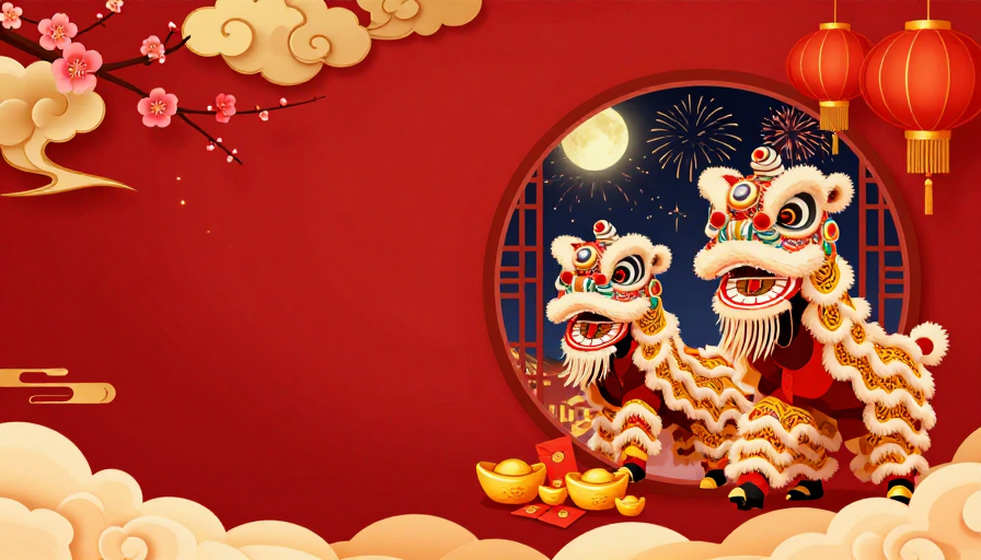红金配色中国风新年喜庆插画