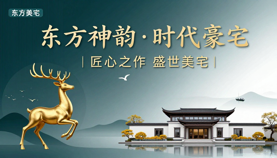 东方神韵·时代豪宅:新中式高端住宅艺术海报