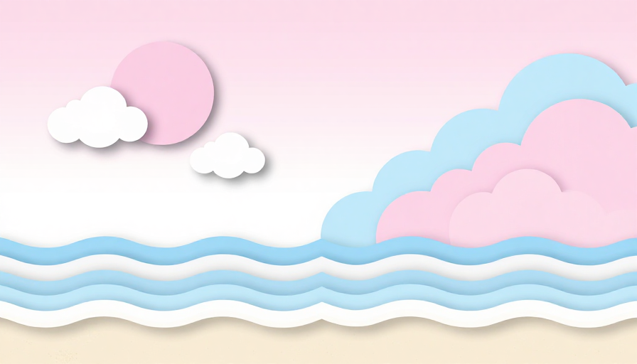 柔和纸艺风日出海景背景图