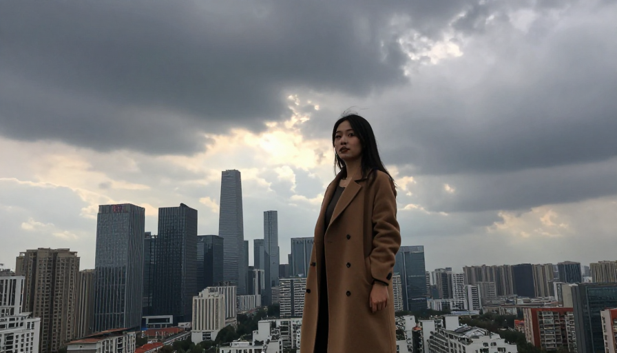 乌云破晓：中国美女俯瞰现代都市的矛盾之美