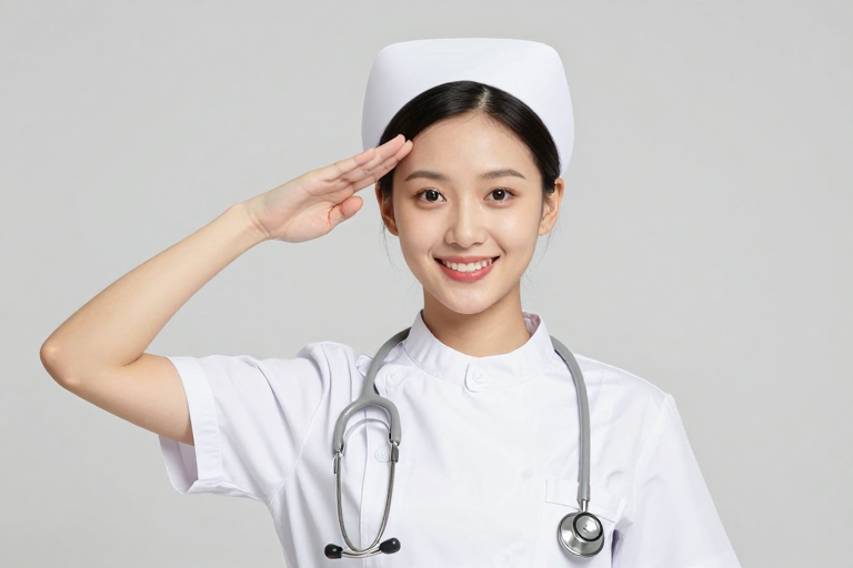 亚洲护士微笑敬礼：专业护理信赖之选