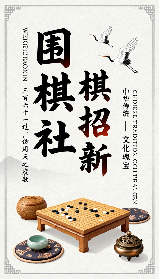 传统围棋文化魅力：中国风社团招新海报
