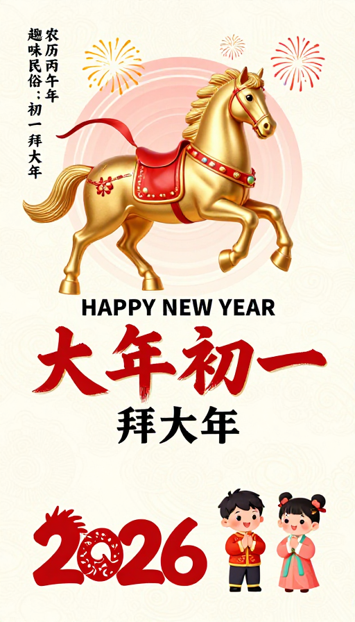 2026马年春节海报：丙午年拜年贺岁设计
