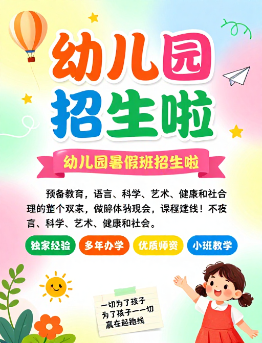 活力童趣幼儿园招生宣传海报