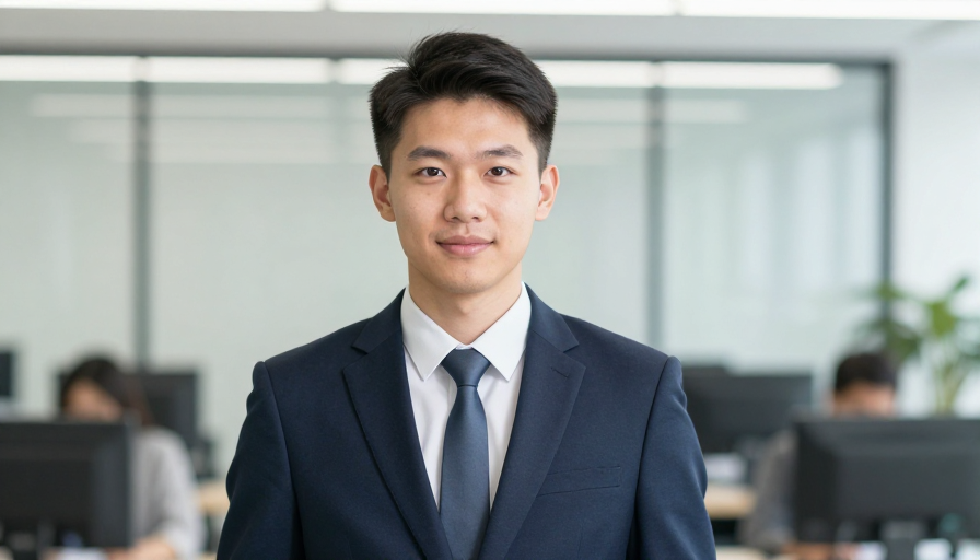 自信亚洲商务男士办公室肖像