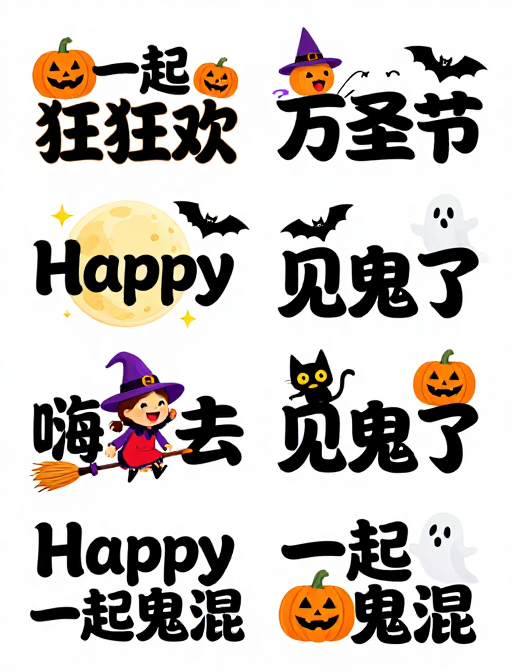 可爱万圣节卡通插画狂欢夜