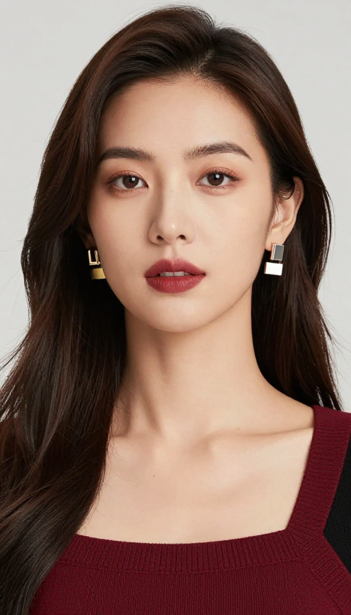 优雅亚洲女性肖像:时尚美妆商业摄影