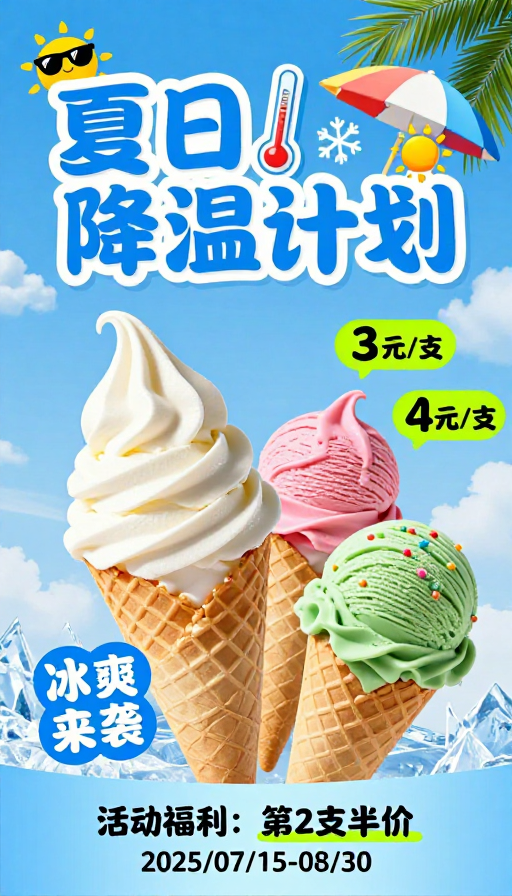 蓝多甜品 清凉夏日海报